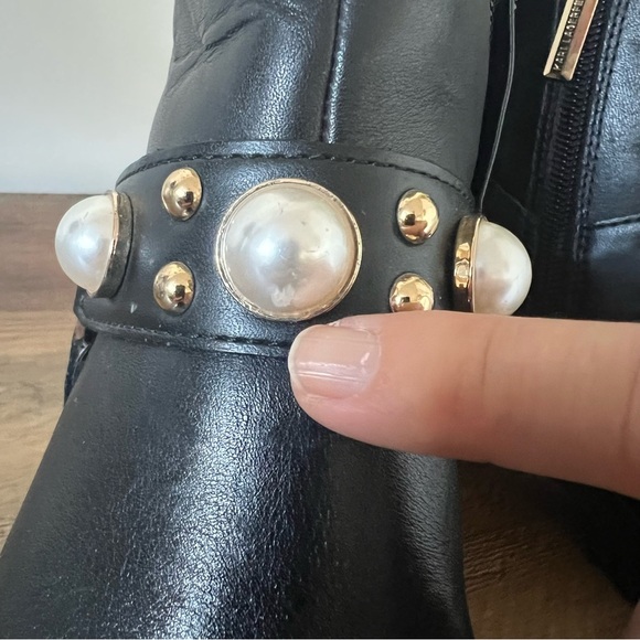 Karl Lagerfeld Paris Pixie Embellishment Moto Boots - Picture 6 of 10